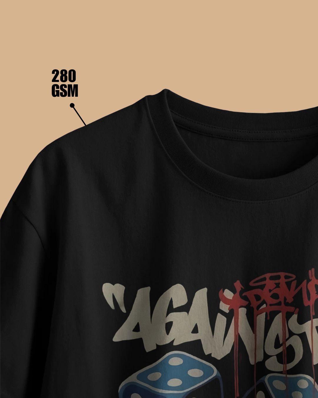 Black | Street Wear Co Against All Odds oversized t-shirt with bold typography