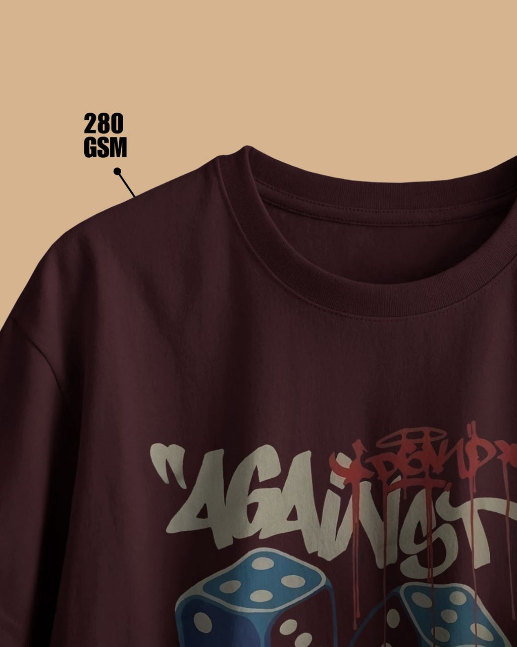 Maroon | Street Wear Co Against All Odds oversized t-shirt with bold typography