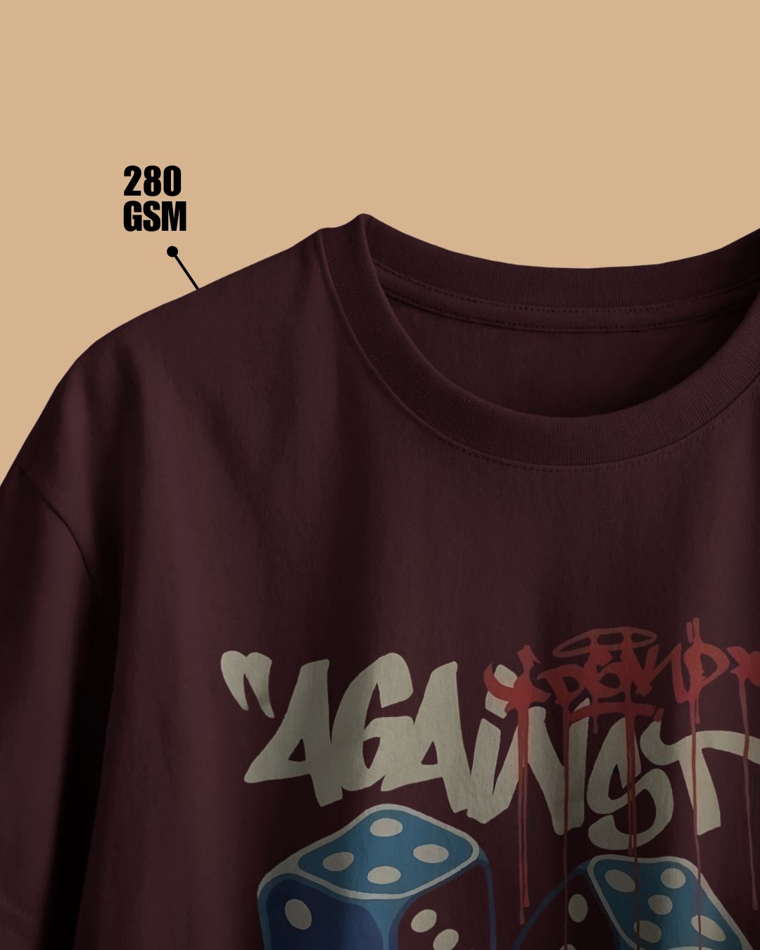 Maroon | Street Wear Co Against All Odds oversized t-shirt with bold typography