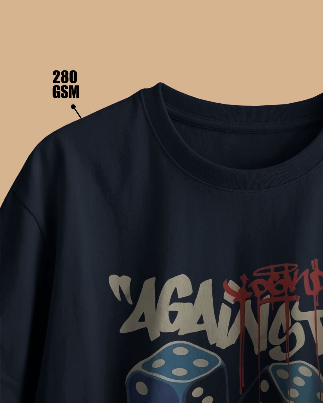 Navy Blue | Street Wear Co Against All Odds oversized t-shirt with bold typography