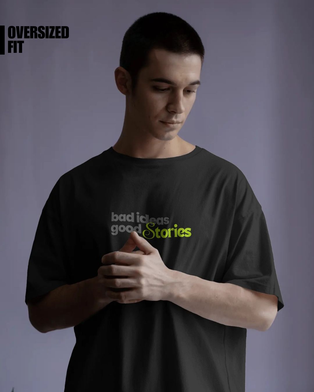 Black | Street Wear Co Bad Ideas Good Stories oversized t-shirt with graphic print
