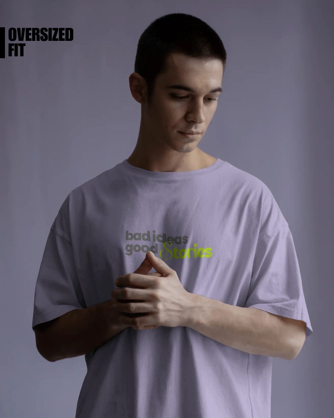 Lavender | Street Wear Co Bad Ideas Good Stories oversized t-shirt with graphic print