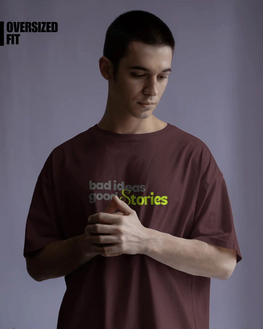 Maroon | Street Wear Co Bad Ideas Good Stories oversized t-shirt with graphic print