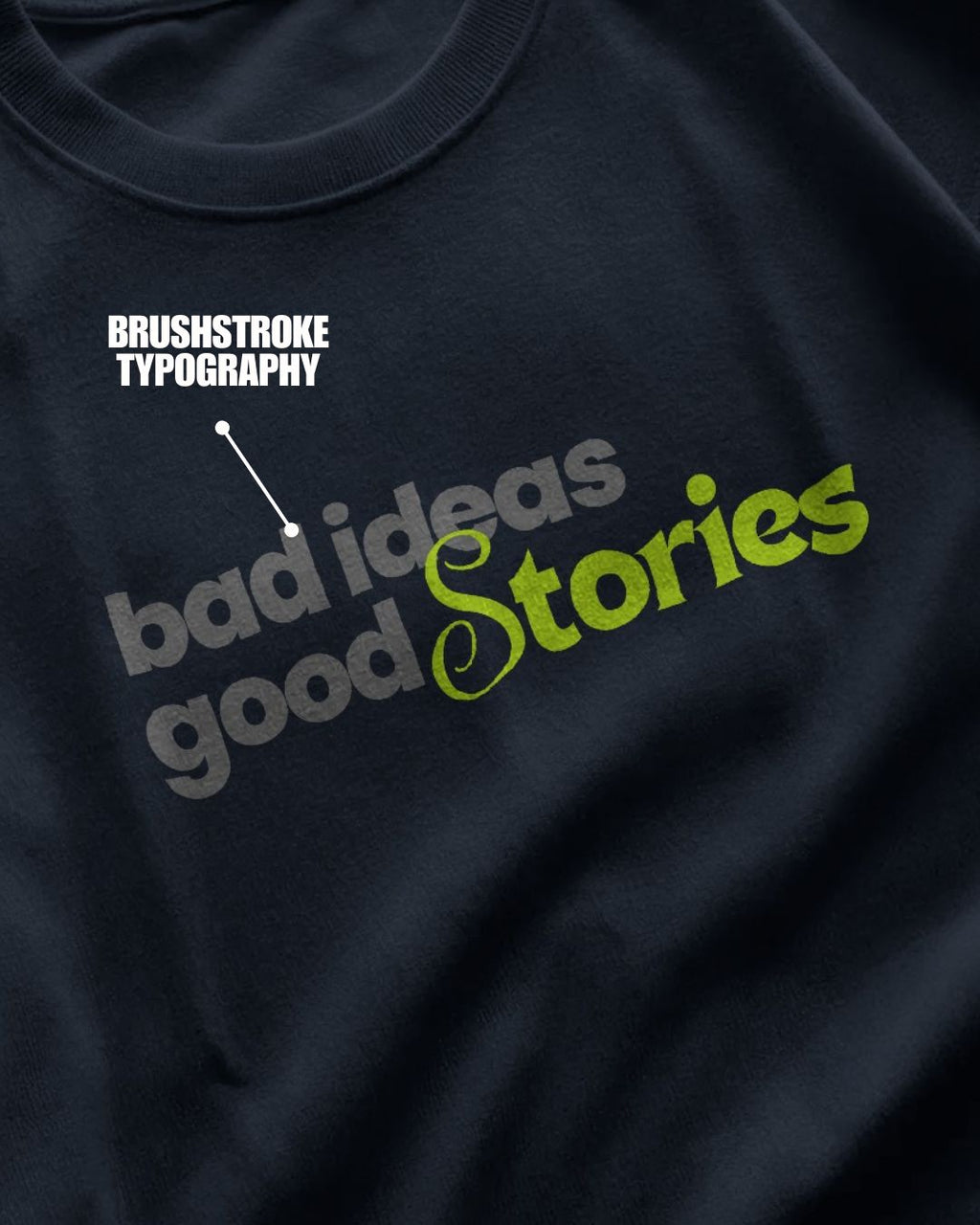 Navy Blue | Street Wear Co Bad Ideas Good Stories oversized t-shirt with graphic typography