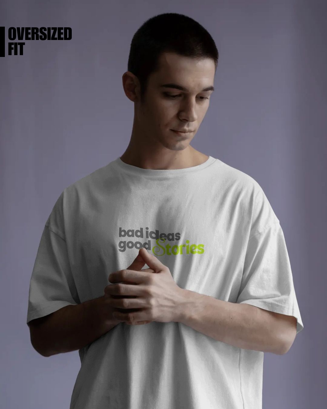 White | Street Wear Co Bad Ideas Good Stories oversized t-shirt with graphic print