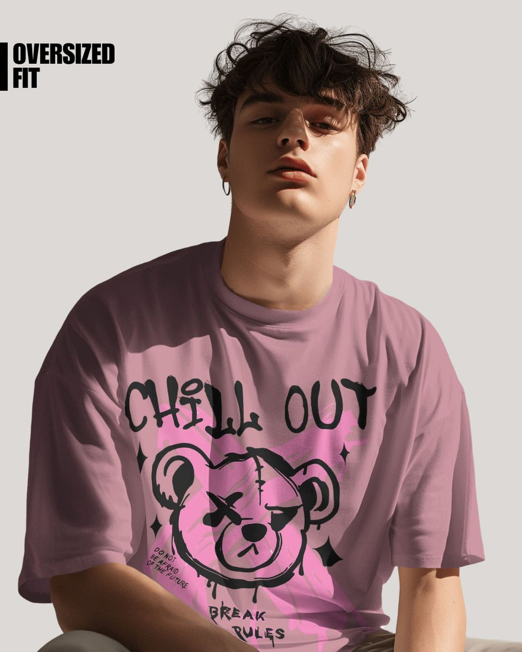Flamingo | Street Wear Co Chill Out Break The Rules oversized t-shirt with graffiti bear graphic