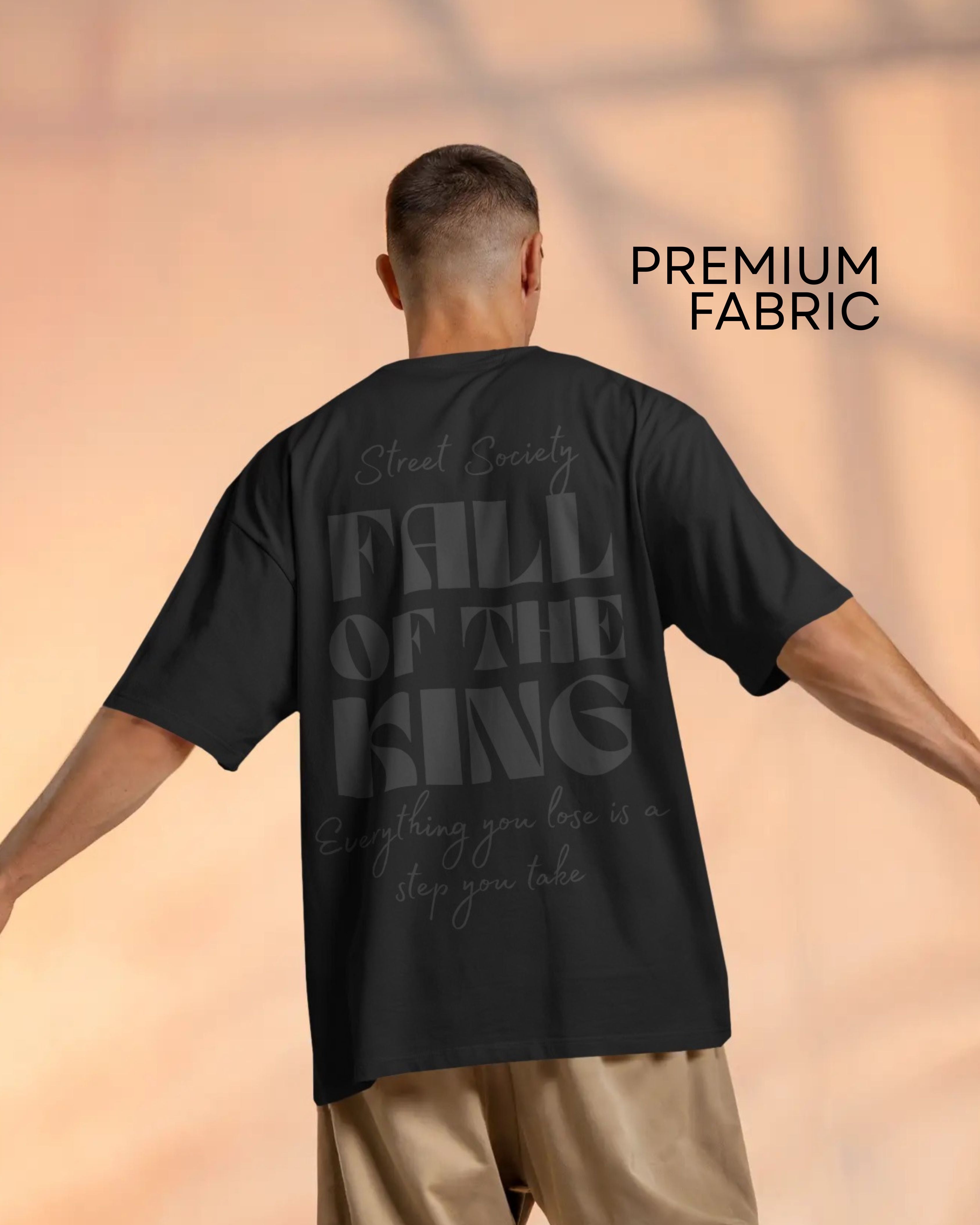 Black | Street Wear Co FALL OF THE KING oversized t-shirt with puff print graphic