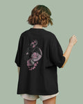 Black | Street Wear Co FALLEN BLOOM oversized t-shirt with serpent and raven graphic