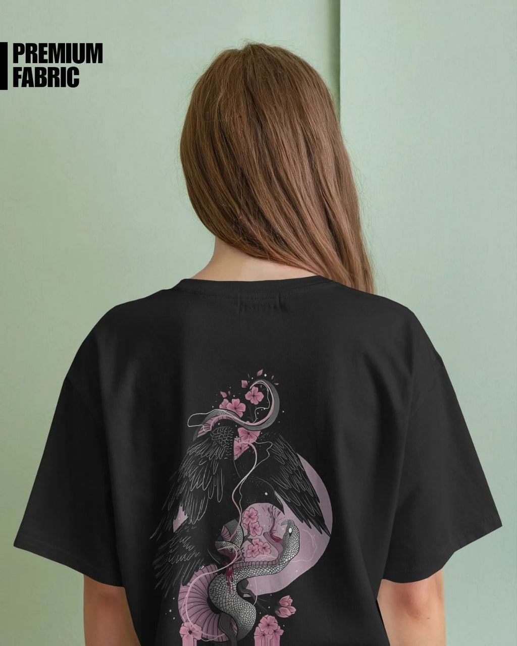 Black | Street Wear Co FALLEN BLOOM oversized t-shirt with symbolic fantasy artwork