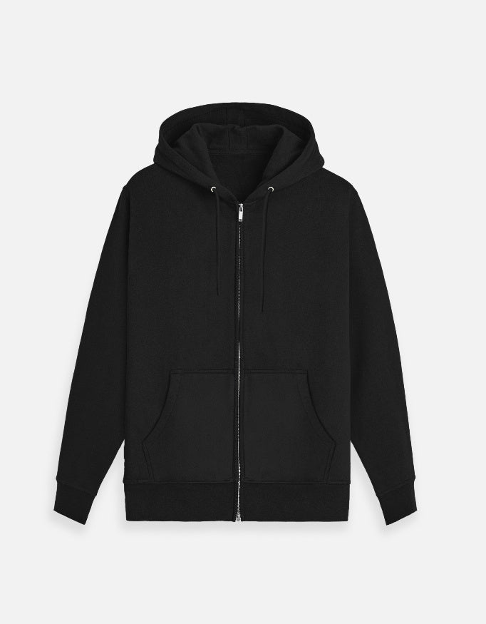 Black | Street Wear Co Fallen Saint oversized zip hoodie with statement skeletal graphic