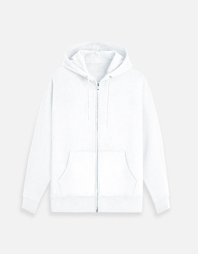White | Street Wear Co Fallen Saint oversized zip hoodie with statement skeletal graphic
