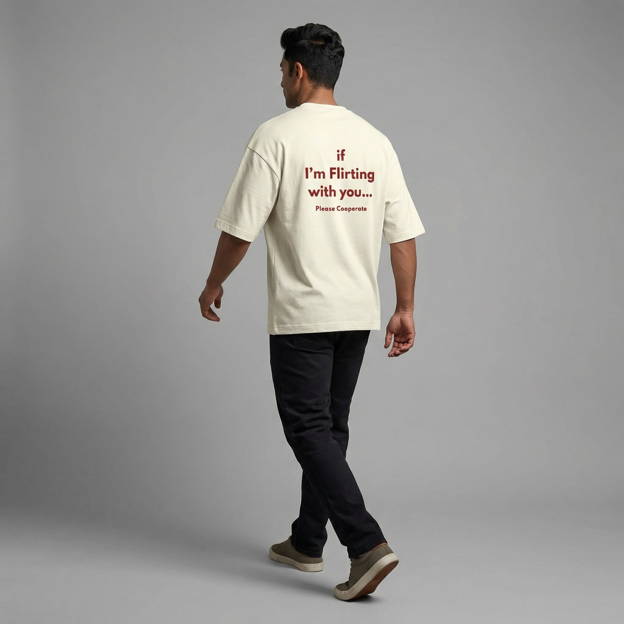 Off White | Street Wear Co Flirting With You oversized t-shirt with high-density water-based print