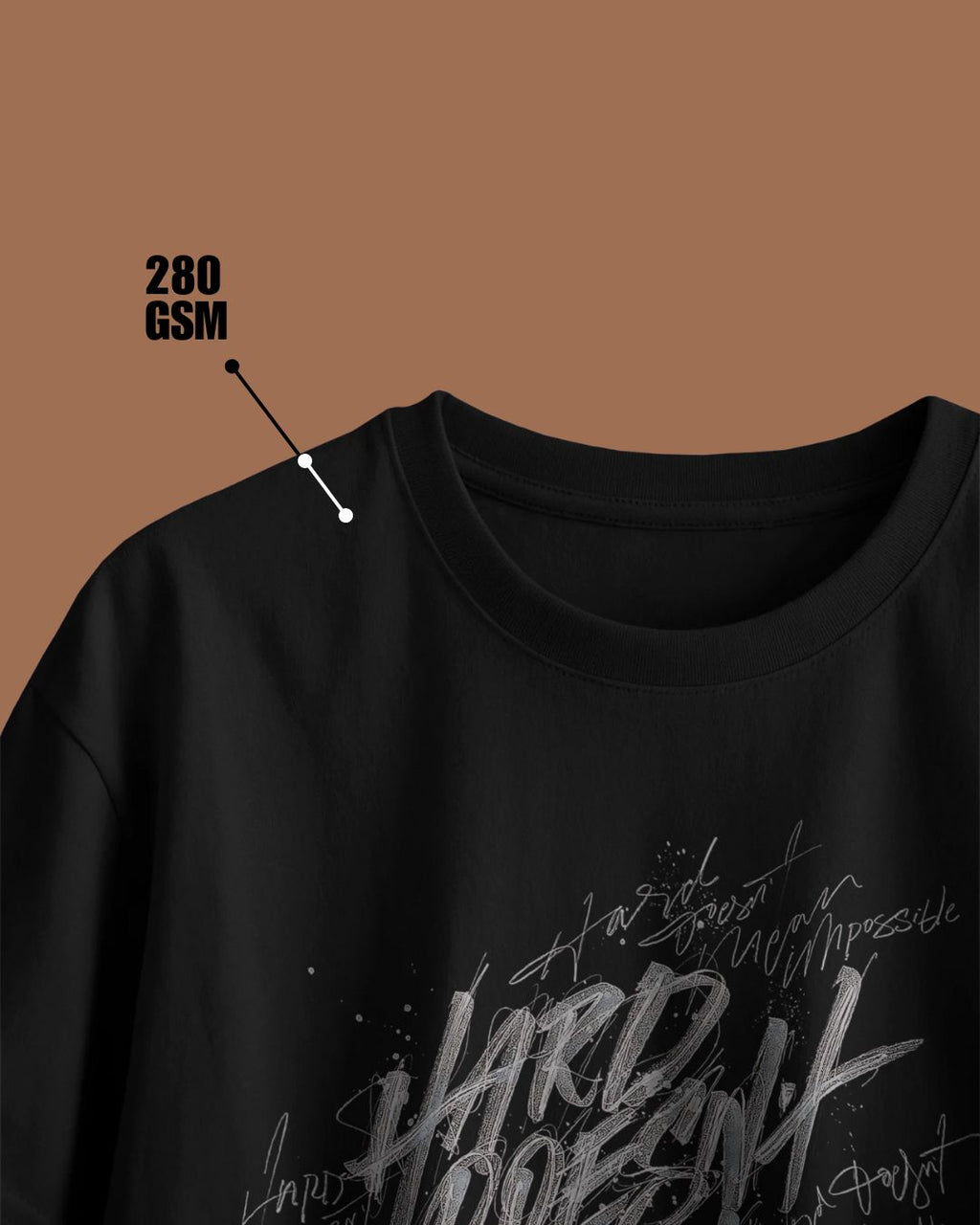 Black | Street Wear Co Hard Doesn’t Mean Impossible oversized t-shirt with hand-lettered motivational design